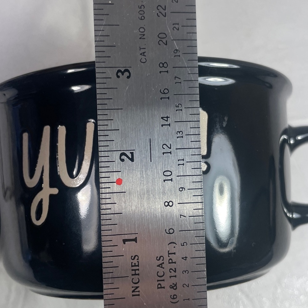 YUM! Black Ceramic Soup Bowl with Handles 7 1/2” L X 3” H NWOT - Picture 4 of 6